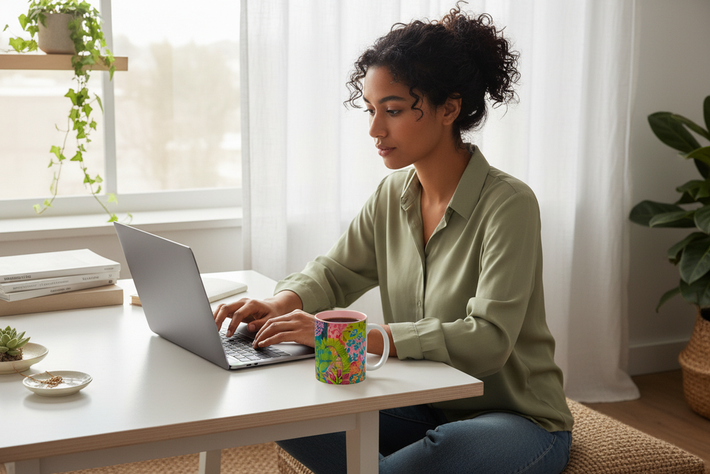 Young South Asian Woman at Desk